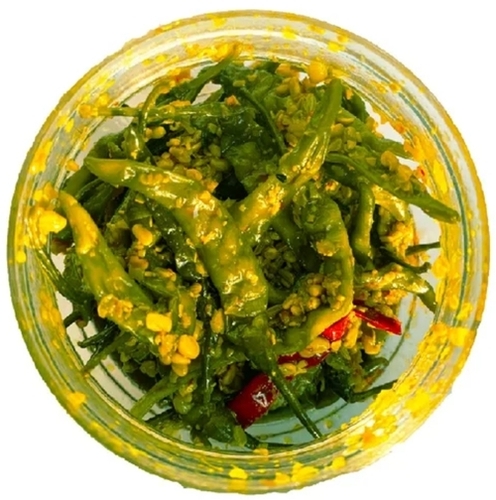 Green Chilli Pickle - Sliced | Tangy Flavor, Spicy Kick, Bold Taste, Zesty Aroma, Sweet Undertones, Piquant Texture, Rich Seasoning, Citrusy Notes, Flavor-Packed Pickled Goodness