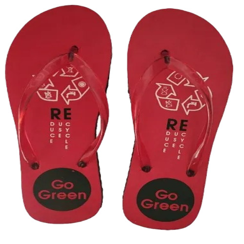 Ladies Printed Red Slipper