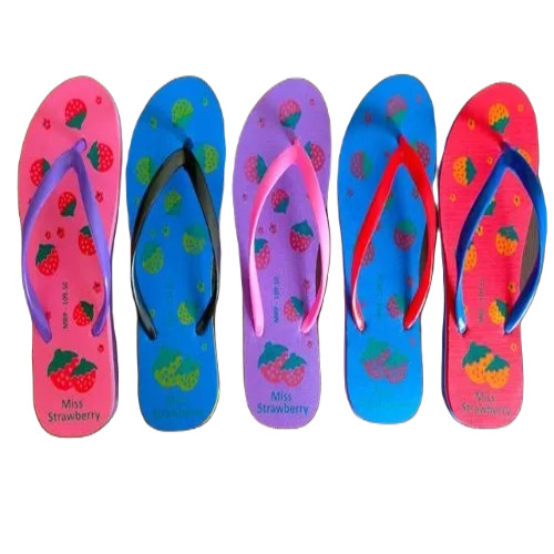 Ladies Fancy Printed Slipper - Rubber Upper, Rubber Outsole | Multicolor, Sizes 4 To 8, Perfect For Summer Casual Wear