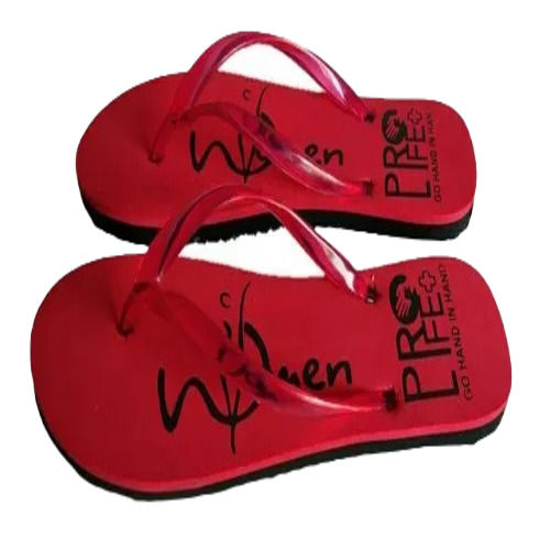 Ladies Flip Flop Slippers - EVA Upper & Outsole, Size 5 to 8, Red Printed Design | Fancy Casual Summer Wear for Women