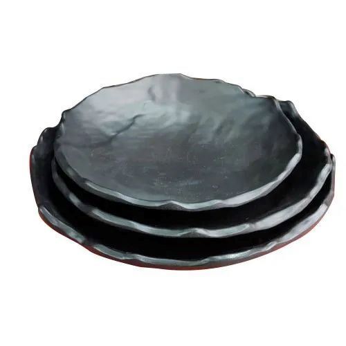 Melamine Black Salad Serving Plate - Round 3-6 Inch | Lightweight Design, Break-Resistant, Heat Resistant, Elegant Appearance, Dishwasher Safe, Colorful Options, Easy to Clean