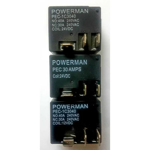 PCB Power Relay - 12V & 24V DC | Sealed Design, Black Color, Industrial Use