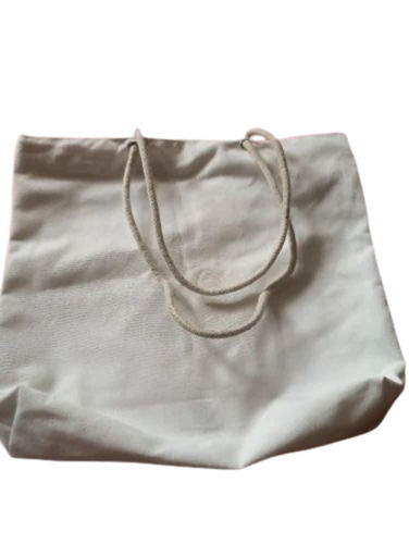 Plain Cotton Canvas Bag - Durable and Washable, Attractive White Design with Rope Handle