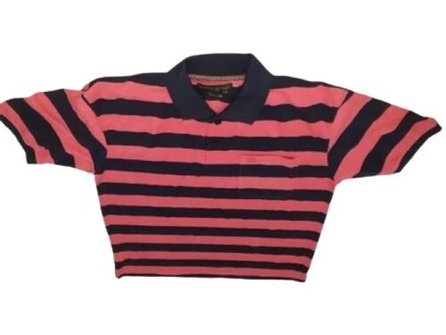 Red Striped Polo T-Shirt - Premium Cotton Blend, Sizes S, L, XL | Unisex Design, Breathable Material, Comfortable Fit, Easy to Wash, Wrinkle-Resistant, Fade Resistant, Versatile Wear