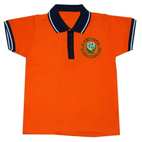 School T-shirt - Regular Fit, Orange Color | Breathable, Shrink Resistant, Short Sleeve, 1 Pocket, Machine Washable