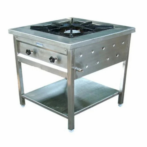 Stainless Steel Single Burner Gas Range - 15x15 Inch, LPG Power Source | Manual Ignition, Knob Control