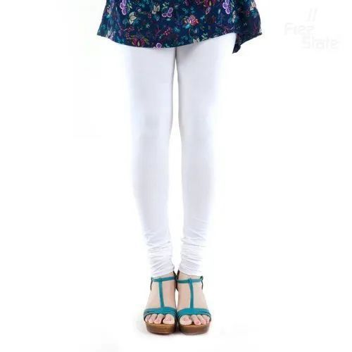 White Cotton Lycra Legging - Size L, XL, XXL | Premium Breathable Fabric, Stylish Design, Non-See-Through, Easy Care