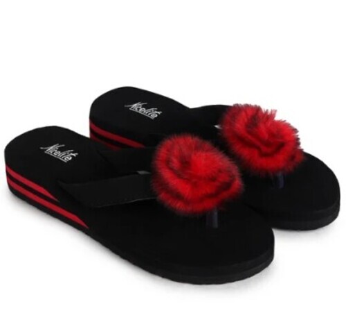 Black Ladies Heel Slipper - Rubber Material, All Sizes Available , Fancy Daily Wear for Women in All Seasons