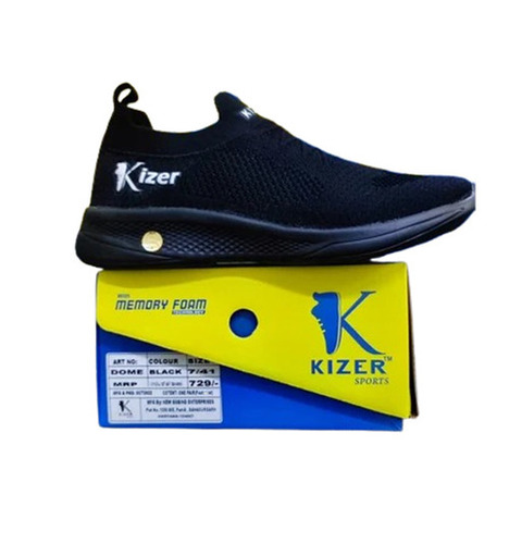 Black Sports Shoes - PVC Outsole, Comfortable Fit | Slip Resistance, Machine Made for Adults