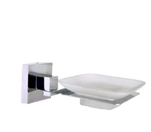 Brass Soap Dish - Polished Glossy Finish, Wall Mounted Design, Silver Color, Long Lasting Durability