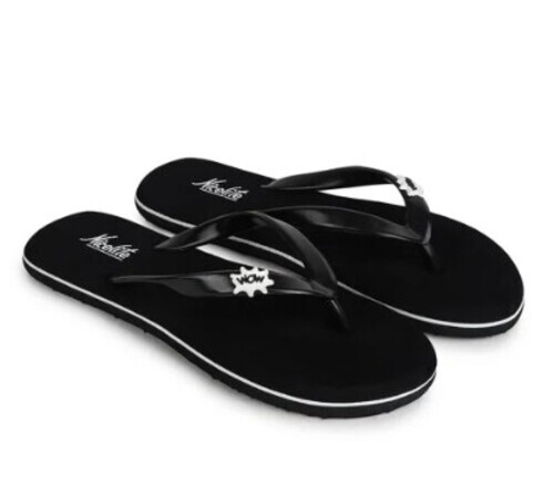 Fancy Ladies Black Slipper - Rubber Material, All Sizes Available | Ideal for Daily Wear, Versatile for All Seasons