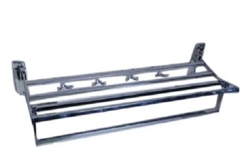 Folding Towel Rack - Stainless Steel, Custom Size, Glossy Silver Finish | Modern Rust-resistant Bathroom Fitting
