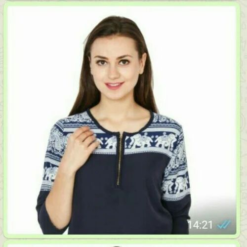 Hosiery and Georgette Dress - Round Neck, Sizes S-M-L-XL | Multicolor Casual and Ethnic Top for Young Women