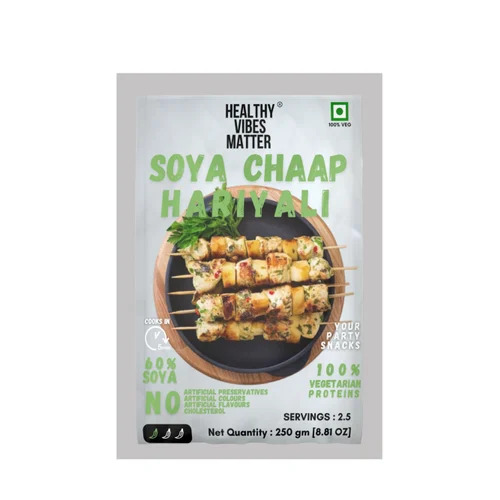 Hariyali Soya Chaap - 250 Grams (g), Beige, Premium Quality | 100% Pure, Vegetarian, Hygienically Prepared, Easy To Digest, Ready To Eat, Spicy and Salty