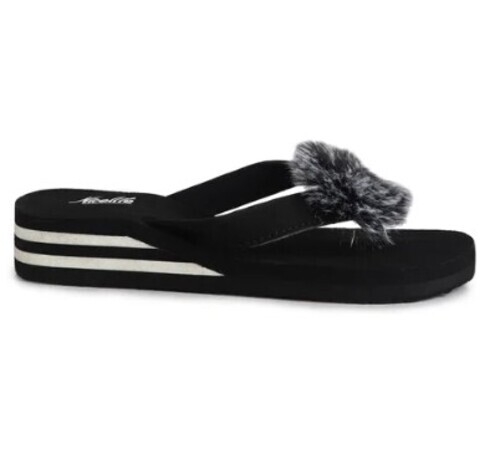 Ladies Heel Slipper - Rubber Material, All Sizes | Black Plain Daily Wear for Women