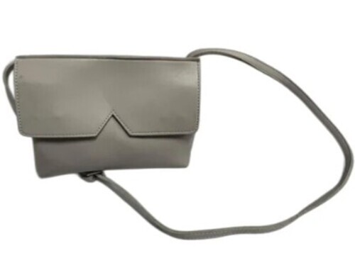 Ladies Leather Side Bag - 6x8x2 Inch, Grey Color, Casual Style, Plain Design, Ideal for Women