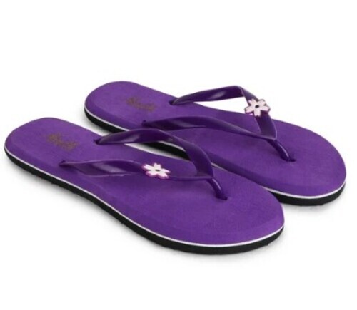 Ladies Blue Fancy Slippers - Rubber Material | Daily Wear, Comfortable Fit, Perfect for Women