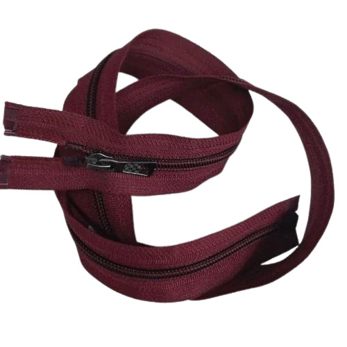 Maroon Plastic Zipper - 200 Yard Roll, Close End Design with Filament Thread | Customizable Size, Plain Pattern