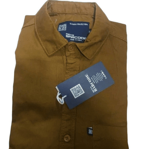 Mens Cotton Shirt - Customized Size, Classic Collar, Full Sleeves, Brown | Superior Quality, Breathable, Quick Dry, Anti-Wrinkle, Machine Washable, Regular Fit