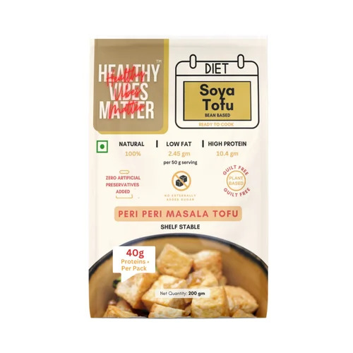 Peri Peri Soya Paneer - 100% Pure Organic Cube, Brown 200g Pack | Preservative-Free, Nutritionally Enriched, High in Calcium & Potassium