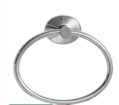 Polished SS Bathroom Towel Ring - Stainless Steel, Customize Size , Silver Color, Glossy Finish, Round Shape, Easy to Install, Rust Resistant