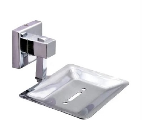 SS Soap Dish - New Polished Stainless Steel, Wall Mounted Fancy Design, Custom Size, Glossy Finish in Silver