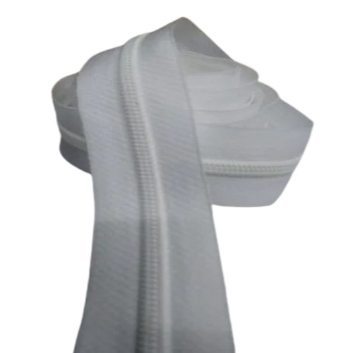 White Plastic Close End Zipper - 100 Yard Filament Roll, Customizable Size and Color