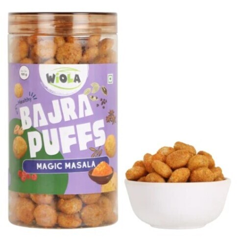 Bajra Puffs Snack - Round Masala Flavor, FSSAI Certified | Salty Taste, Quick Shelf Life of 6 Minutes