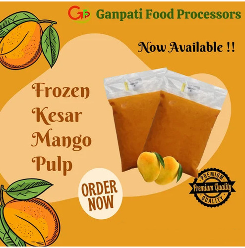 Frozen Kesar Mango Pulp - Natural Mango Pulp | No Artificial Flavour, 11-12 Months Shelf Life, Versatile for Various Applications