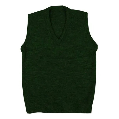 Green Sleeveless School Sweater - Cashmilon Fabric Size S-XXL | Unisex V Neck Design Winter Season Wear Vibrant Green Color