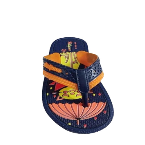 Kids Rubber Slipper - Rubber Material, All Size, Blue Color | Unisex Casual Flip Flop Design with Fancy Printed Pattern for Summer Wear
