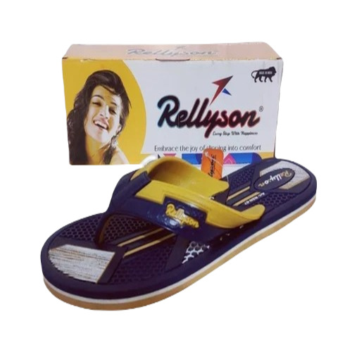 Ladies Fancy Printed Slippers - Rubber Upper, Blue Color | Unisex Size, Ideal for Casual Summer Wear