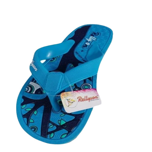 Ladies Fancy Slipper - Rubber, Size 7 | Sky Blue Printed Casual Flip Flop for Women
