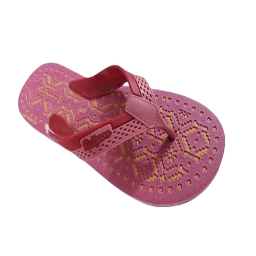 Ladies Fancy Printed Rubber Flip Flop Slipper - Size 7, Pink Color | Ideal for Casual Summer Wear