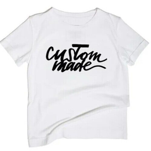Mens Custom White Cotton T-Shirt - Customized Size, O-Neck Collar, Short Sleeves, Washable