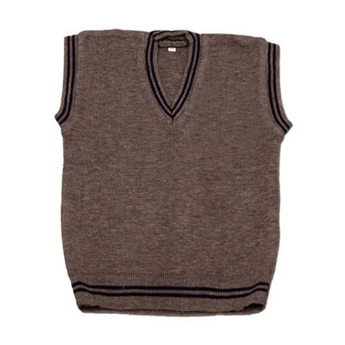 Sleeveless School Sweater - Cashmilon Fabric, V Neck Design, Brown Color | Unisex, Perfect for Winter Use