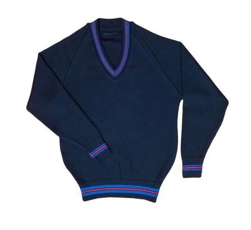 V Neck School Cashmilon Sweater - Cashmilon Fabric, Size S-XXL, Blue Color | Full Sleeve Design, Unisex Style, Packet Packaging