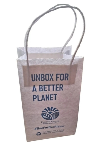 White Paper Printed Bag - Corrugated Board, 10x20 Inch, Matte White | Eco-Friendly, Lightweight, Tear-Resistant, Customizable, Sturdy Flexiloop Handles