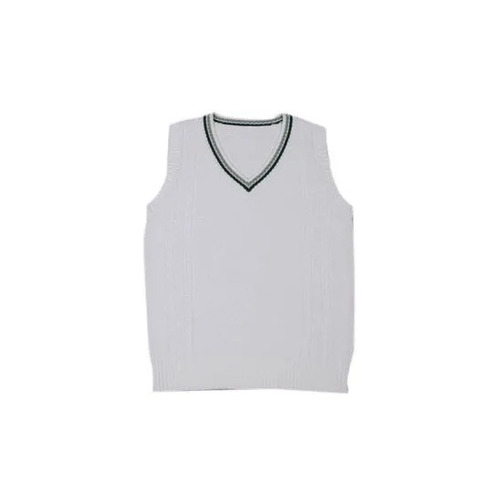 White School Pullover Sweater - Cashmilon Fabric V Neck Design | Sleeveless Unisex Ideal for Winter Wear Classic White Color