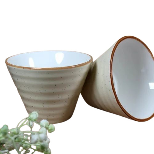 Soup Bowl Set - Ceramic Material, 4.5'' x 3.5'' Size, Brown Color | Antique Design, Perfect Shape, Plain Pattern, Set of 2 Pieces