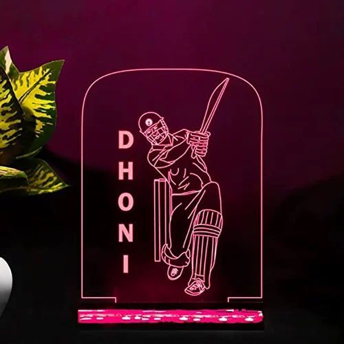 3D Cricketer Antique LED Night Lamp - Acrylic Material, Customizable Size, Multicolor Illumination, Round Shape