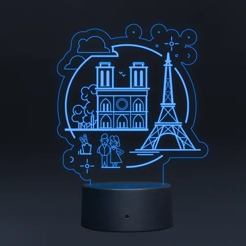Wood and Acrylic Round Color Changing LED Night Lamp - Corded Electric, Multicolor Custom Size Options