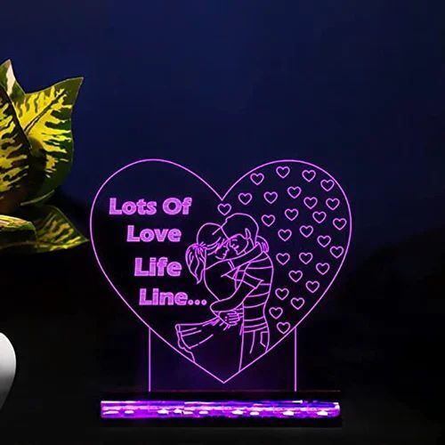 Couple Heart LED Night Lamp - Acrylic Material, Customizable Size , Multicolor Ambiance