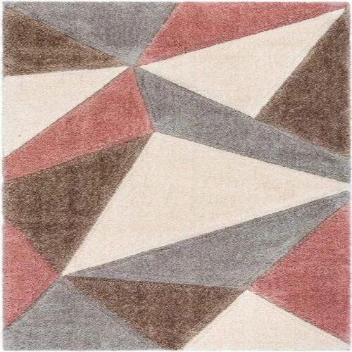 Microfiber Rectangular Carpet - Geometric Design, Hand Washable in Pink | Customizable Size for Home Elegance