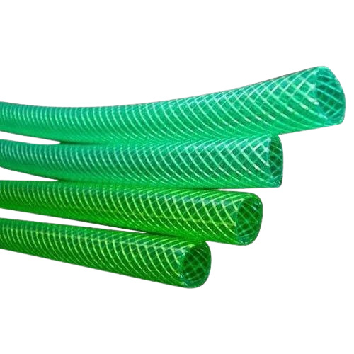 PVC Braided Hose - Seamless Design, Very Good Quality, Durable Round Hose, Fine Finished in Green Color | Male Connection for Oil Pipe Application