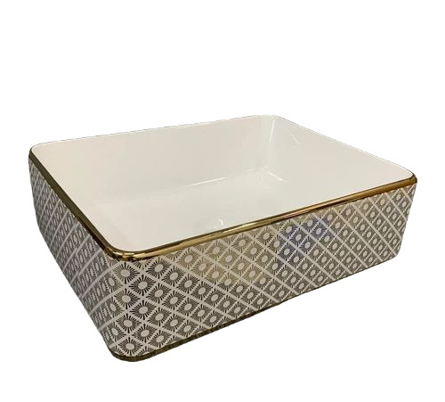 Rectangular Table Top Basin - Ceramic, Customized Size | Durable, Polished Finish, Long Lasting, Fine Finished, White Color