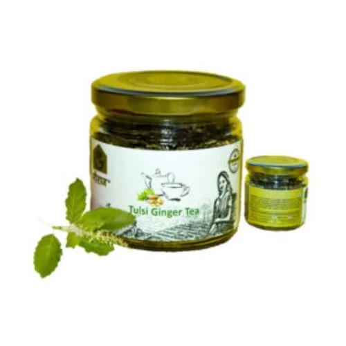 Tulsi Ginger Tea - Organic A Grade Herbal Tea, Highly Pure Natural Masala Blend with Fresh Taste | Health-Boosting Infusion