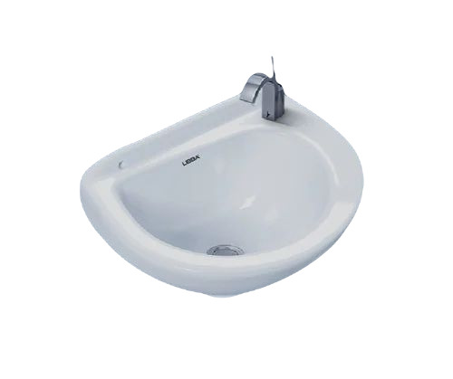 Wall Mounted Wash Basin - One Piece, Customized Size, Round Shape | Durable Ceramic, Fine Finished, Polished White, Long Lasting