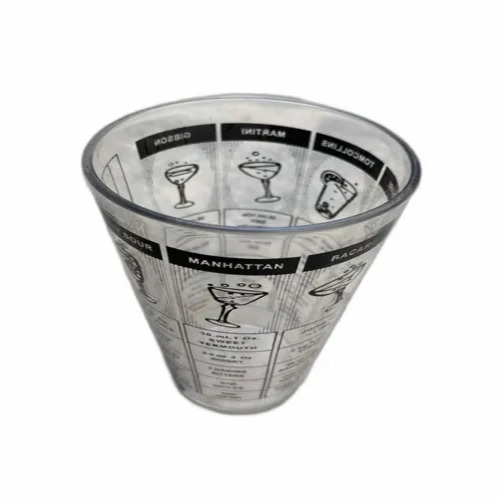 Cocktail Shaker - Polycarbonate, Small Size, 350ml Capacity | Transparent Finish, Crack Resistant, Printed Design