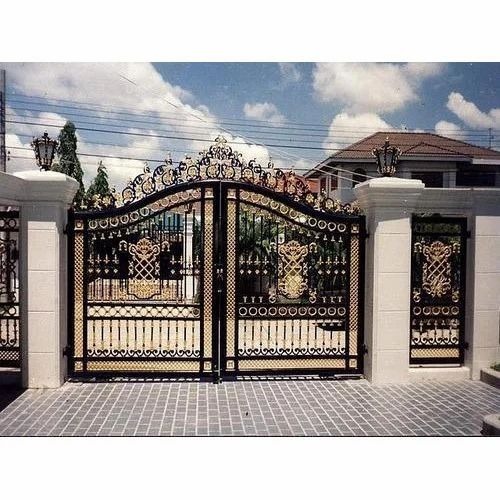 Designer Main Gate - Iron Material, Manual Swing Opening Style | Very Good Quality, Hand Made, Modern Design, Custom Size, Spray Painted Finish